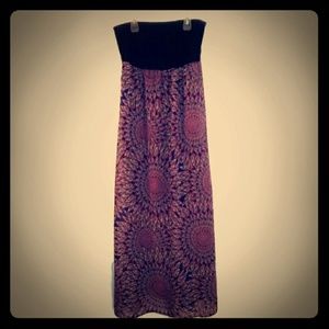 Xhiliration Large Strapless Sheer Maxi Dress